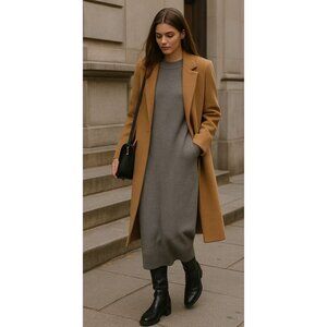 Free People Off Shoulder Sweater Dress Gray Med Cozy Quiet Luxury Dark Academia